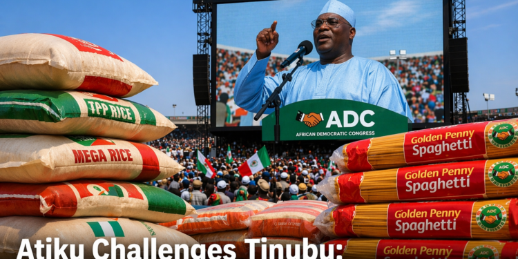 Atiku Challenges Tinubu: “Rice, Spaghetti Can’t Save You” in 2027 Elections