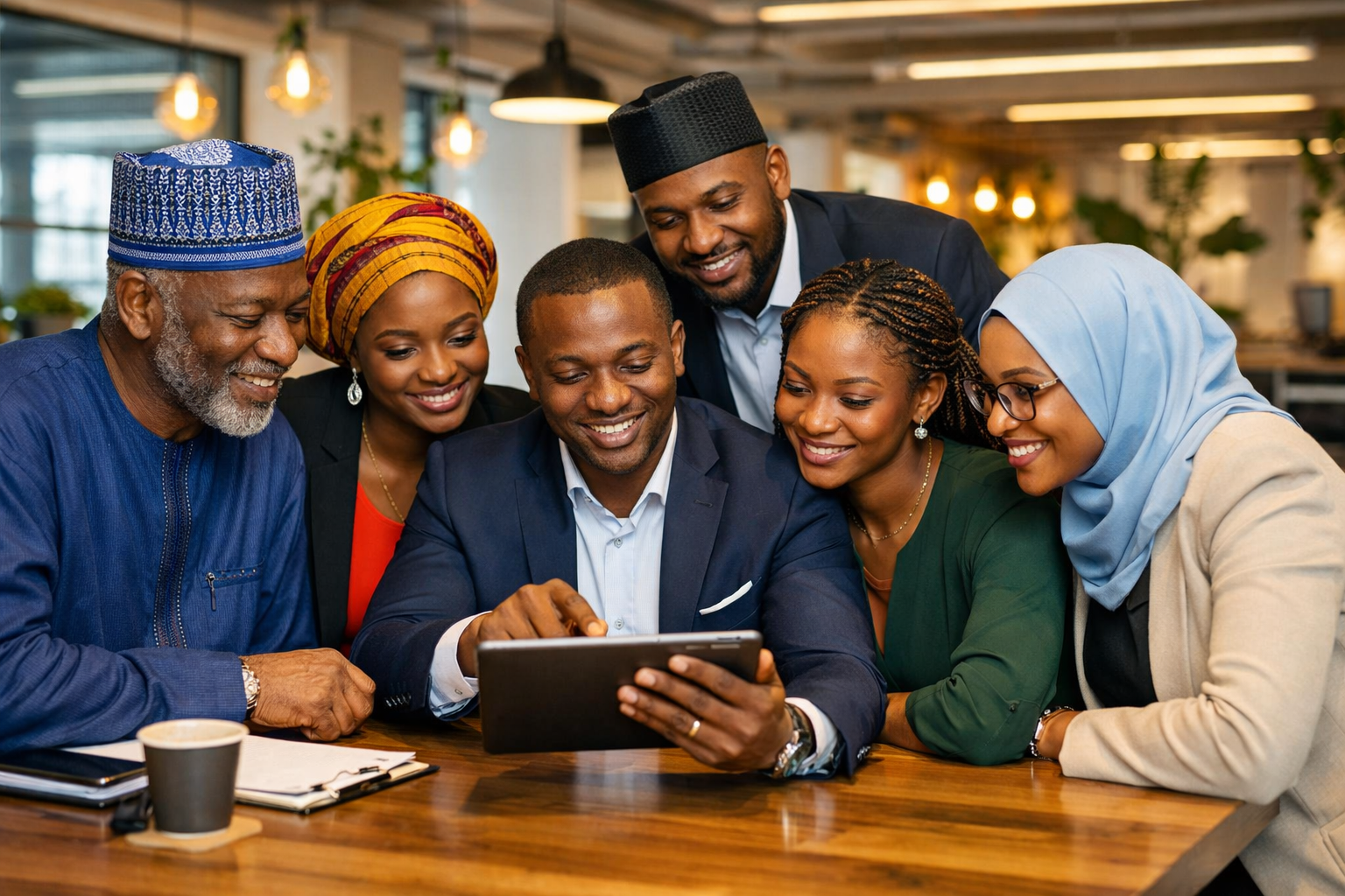 Nigerian professionals discussing investment strategy