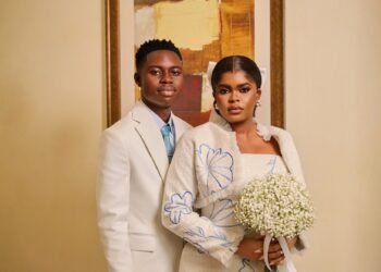 Peller and Jarvis at their white wedding in Lagos (file photo)